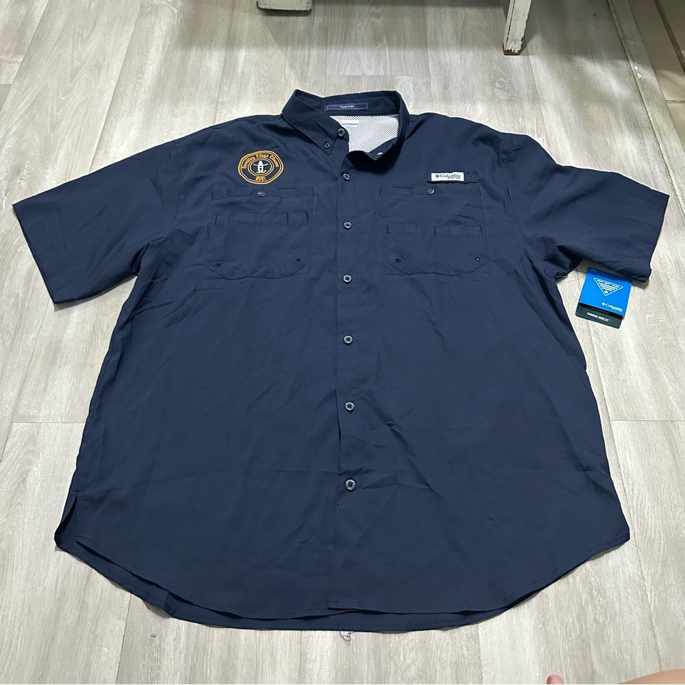Columbia Navy Blue Omni Wick Button Shirt Sz XL NWT